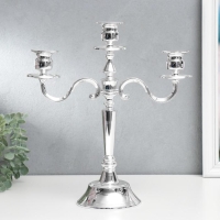 Подсвечник металл на 3 свечи "Элегантность" серебро 35х31х11 см