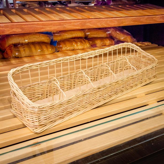 Лоток торговый &laquo;Специи&raquo;, фанерное дно, 5 секций, 60&times;15&times;5/13 см, ручное плетение, ива