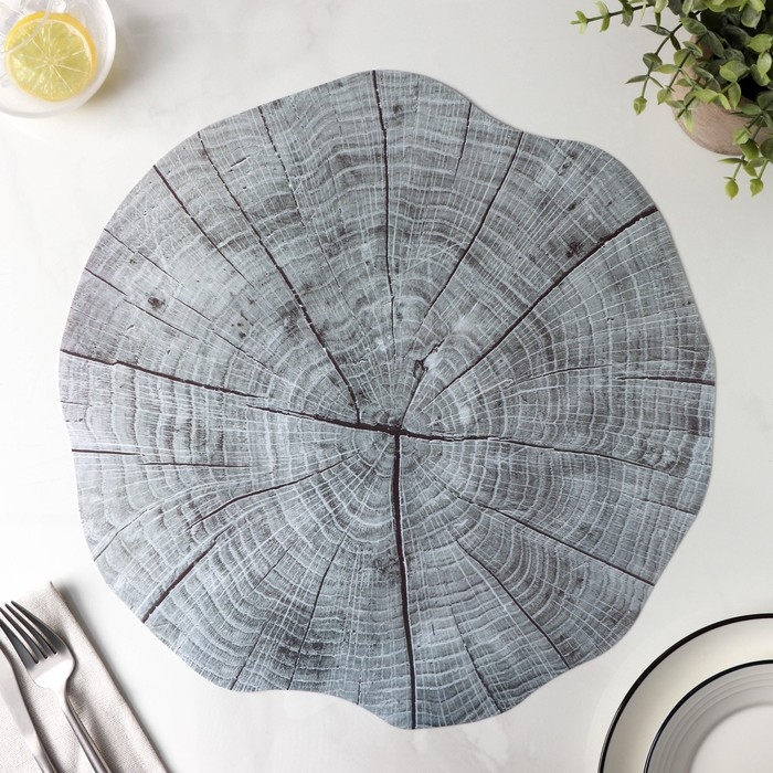 Салфетка сервировочная на стол &laquo;Спил&raquo;, 38&times;39 см, цвет серый