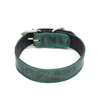 Ошейник кожанный двухслойный 3 см, ОШ 35-47 см, изумрудный Ошейник кожанный двухслойный 3 см, ОШ 35-47 см, изумрудный
