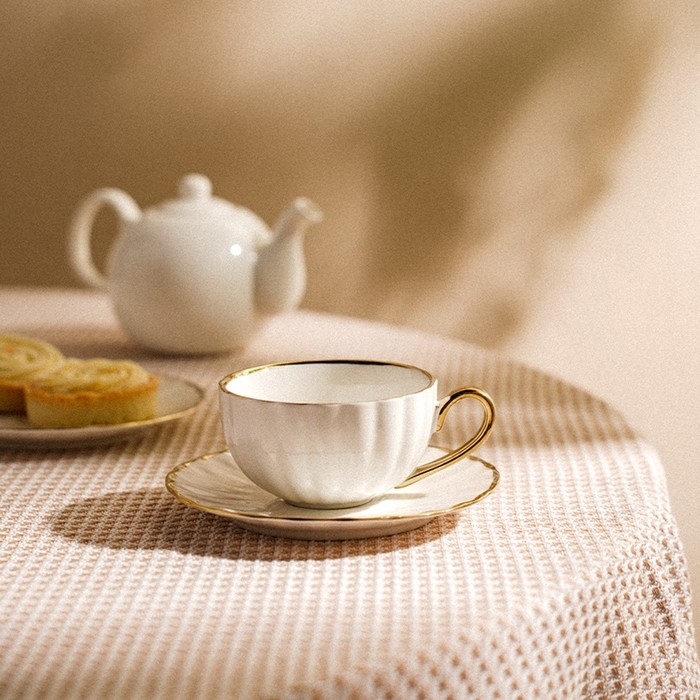 Чайная пара фарфоровая SL Home &laquo;Гарда&raquo;, 2 предмета: чашка 200 мл, блюдце d=15 см, цвет белый