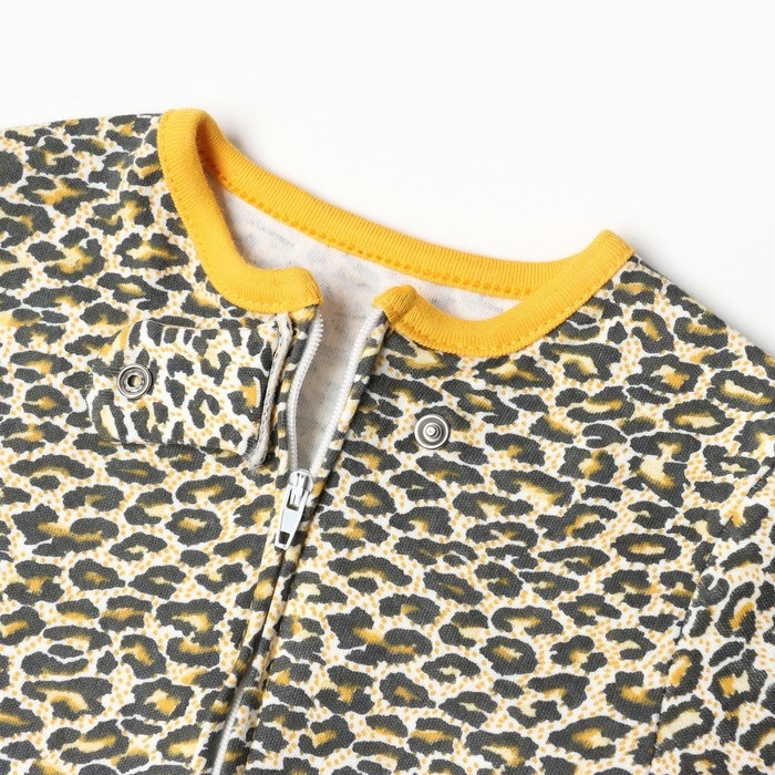 Комбинезон детский (3 шт.), цвет оранжевый/леопард/белый, рост 80 см