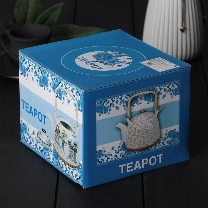 Чайник керамический заварочный с металлическим ситом &laquo;Лотос&raquo;, 900 мл