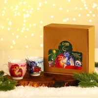 Подарочный набор новогодний из керамики &laquo;Мама, папа, с Новым годом!&raquo;, кружка 180 мл. 2 шт., ложка 2 шт., цвет белый