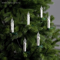 Гирлянда &laquo;Нить&raquo; 10 м с насадками &laquo;Свечи на прищепке&raquo;, IP20, тёмная нить, 50 LED, свечение тёплое белое, 220 В