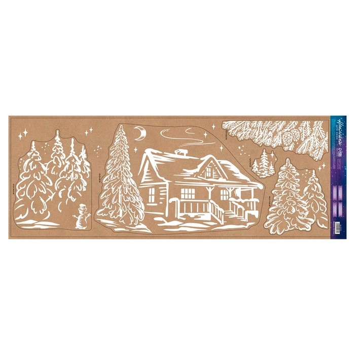 Виниловые наклейки на окна &laquo;Лесная сказка&raquo;, многоразовые, 70 х 25 см, Новый год