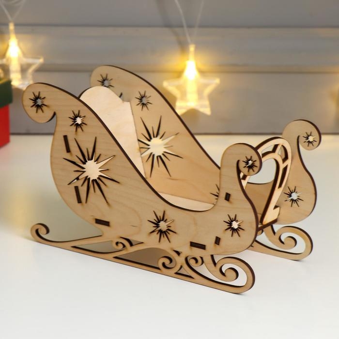 Шкатулка дерево Новогодние Сани Шкатулка дерево Новогодние Сани "Звезда" (набор 5 деталей) 20х12х8 см