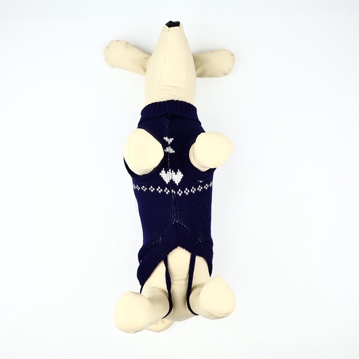 Одежда для собак. Свитер вязаный с орнаментом &laquo;Новогодний&raquo;, синий, размер S