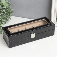 Шкатулка кожзам под часы 6 отделений "Питон чёрный" 11х31х7,5 см Шкатулка кожзам под часы 6 отделений "Питон чёрный" 11х31х7,5 см