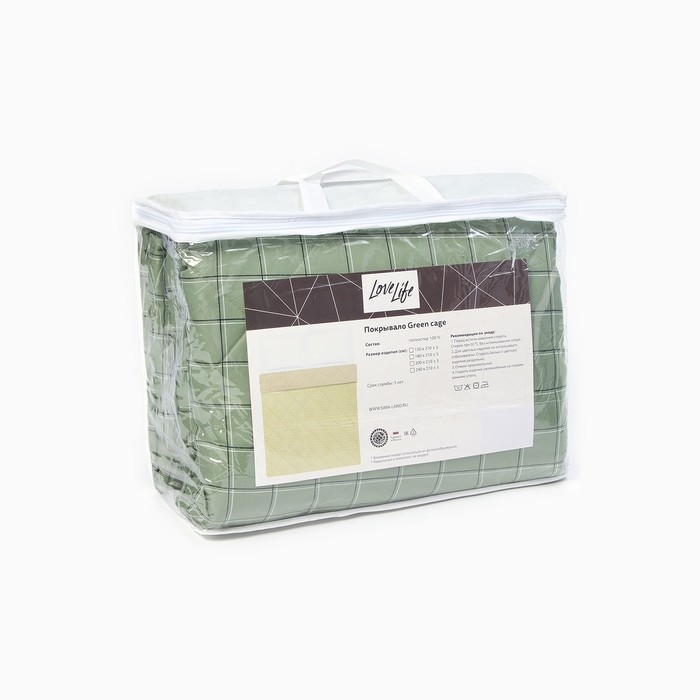 Покрывало LoveLife евро макси Green cage 240*210&plusmn;5см, новосатин, 100%п/э