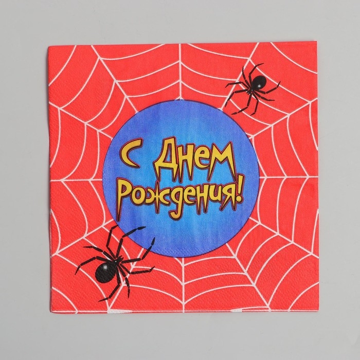 Салфетки бумажные двухслойные &laquo;С днём рождения&raquo;, паутина, 33х33, 20 шт.