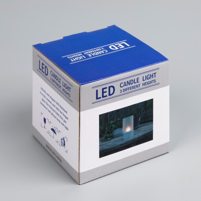 Светодиодная свеча золотистая, 10 &times; 10 &times; 10 см, пластик, стекло, батарейки ААх2 (не в комплекте), свечение тёплое белое