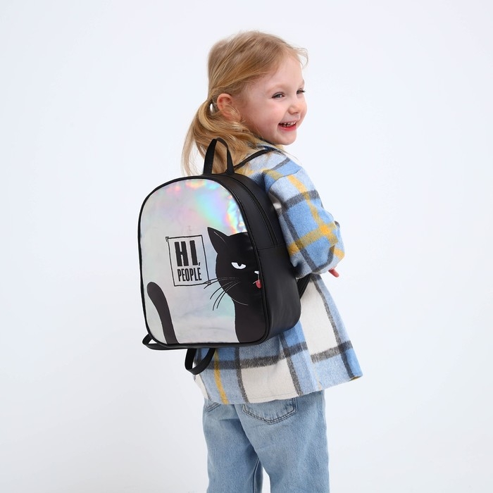 Рюкзак искусственная кожа, HI PEOPLE, кот, голография, 27 х 23 х 10 см Рюкзак искусственная кожа, HI PEOPLE, кот, голография, 27 х 23 х 10 см