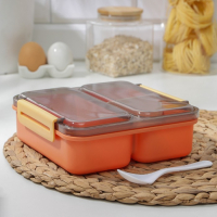 Ланч - бокс пластиковый Доляна &laquo;Классика&raquo;, 2 отделения, 18&times;18&times;6 см, цвет МИКС