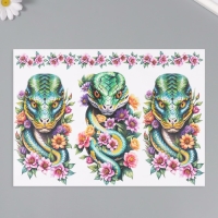 Новогодняя декупажная карта "Змеи в цветах", плотность 45 г/м2, формат А4 Новогодняя декупажная карта "Змеи в цветах", плотность 45 г/м2, формат А4