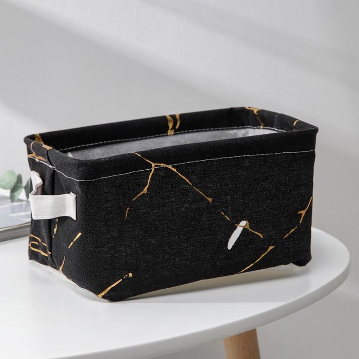 Корзина для хранения с ручками Доляна &laquo;Мрамор&raquo;, 23&times;16&times;12 см, цвет чёрный