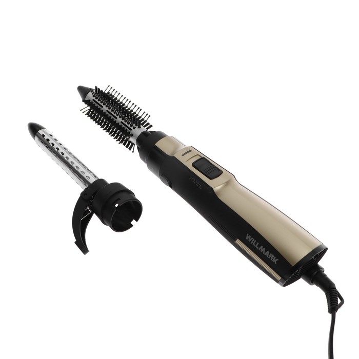 Фен-щётка WILLMARK WHS-113BC, 1200 Вт, 2 насадки, ионизация, чёрно-золотая Фен-щётка WILLMARK WHS-113BC, 1200 Вт, 2 насадки, ионизация, чёрно-золотая