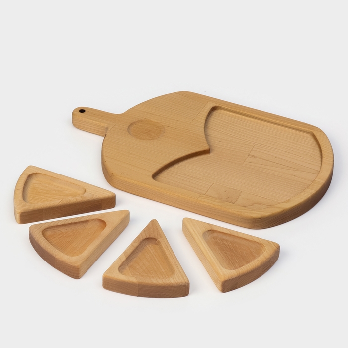 Подарочный набор деревянной посуды Adelica «Сырная мозайка», доска разделочная 35×22 см, менажницы 4 шт, 12,5×9 см, берёза Подарочный набор деревянной посуды Adelica «Сырная мозайка», доска разделочная 35×22 см, менажницы 4 шт, 12,5×9 см, берёза