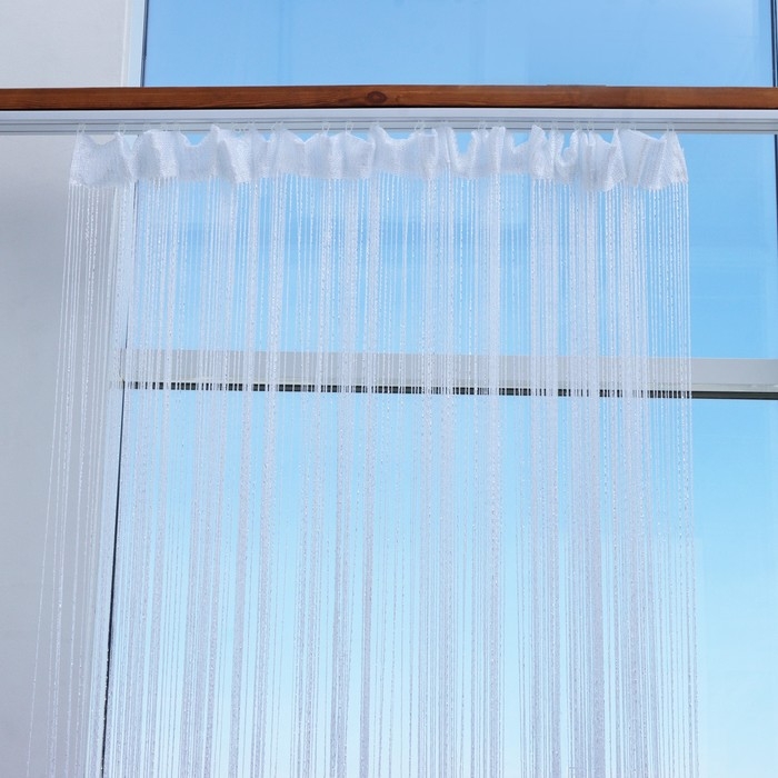 Штора - занавеска декоративная, нитяная, с люрексом, 300×300 см, цвет белый Штора - занавеска декоративная, нитяная, с люрексом, 300×300 см, цвет белый