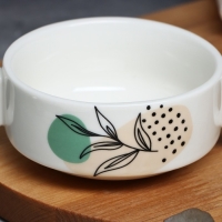 Супница с ручками керамическая «Веточка», 10.5 х 5 см, 220 мл, цвет белый Супница с ручками керамическая «Веточка», 10.5 х 5 см, 220 мл, цвет белый