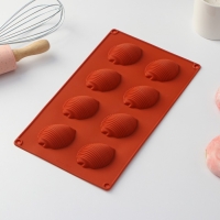 Форма для выпечки Доляна «Ракушка», силикон, 29×17×2 см, 8 ячеек (6×4,5×2 см), цвет коричневый Форма для выпечки Доляна «Ракушка», силикон, 29×17×2 см, 8 ячеек (6×4,5×2 см), цвет коричневый