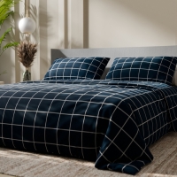 Постельное бельё Этель 2 сп "Клетка" цвет синий 175х215, 200х220, 50х70-2 шт, бязь, 125 г/м2