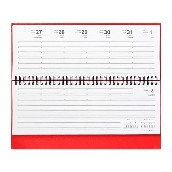 Планинг датированный 2025, 294 х 142мм 64 листа, Attomex Orion, твердая обложка, бумвинил с поролоном, тиснение фольгой, блок 70, красный