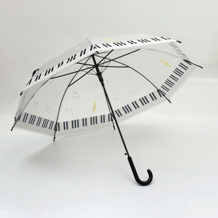 Зонт - трость полуавтоматический &laquo;Ноты&raquo;, 8 спиц, R = 46/54 см, D = 108 см, рисунок МИКС