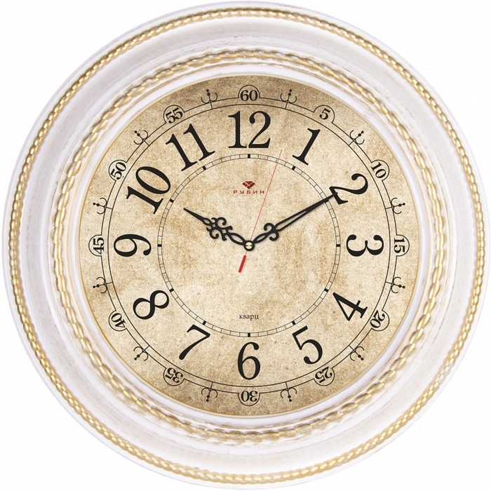 Часы настенные интерьерные Часы настенные интерьерные "Плетение", бесшумные, d-45.5 см, бело-золотые, АА