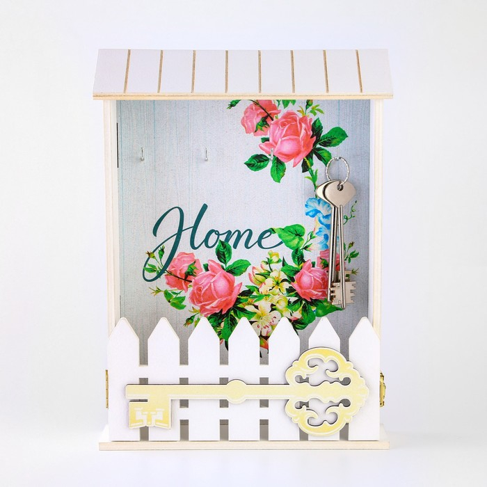 Ключница настенная &laquo;Home&raquo;, цветы, 22,5 х 30,5 х 5,7 см.
