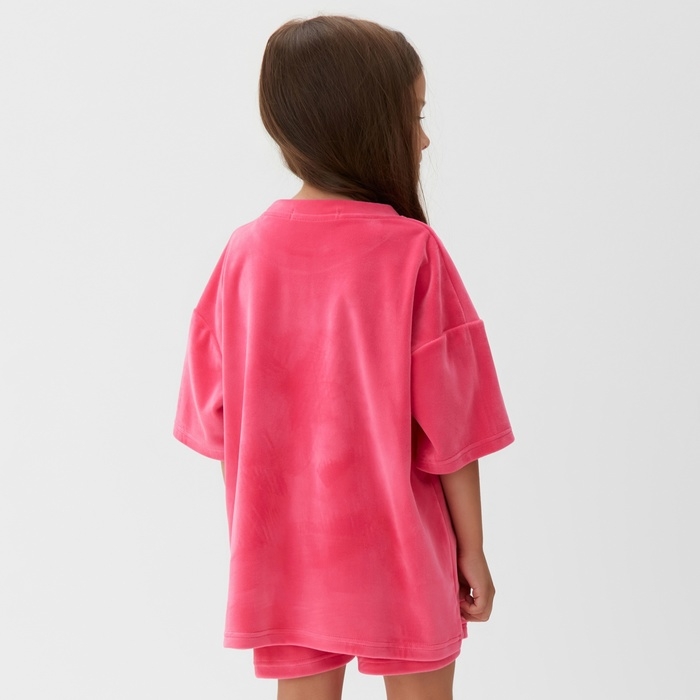 Костюм детский (футболка, шорты) KAFTAN Plushy р.30 (98-104), фуксия