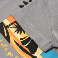 Комплект для мальчика (футболка/шорты), цвет серый/морской, рост 80 см