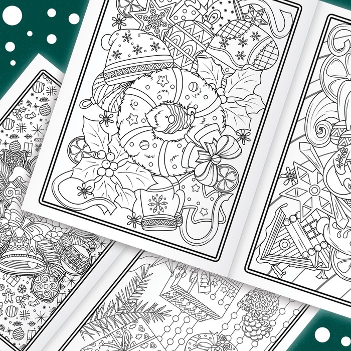 Новогодняя раскраска &laquo;Арт терапия&raquo;, 32 картинки, 20 &times; 28, формат А4
