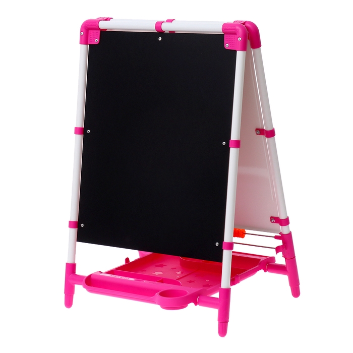 Мольберт детский двусторонний &laquo;Доска знаний&raquo;, регулируется по высоте, + учебные принадлежности, цвет розовый