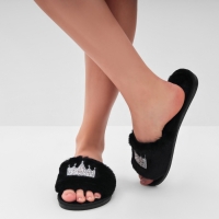 Тапочки женские с открытым носом размер 36-37, цвет чёрный Тапочки женские с открытым носом размер 36-37, цвет чёрный