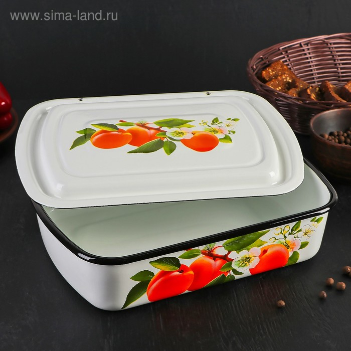 Контейнер металлический с крышкой, 2,5 л, деколь МИКС, цвет белый