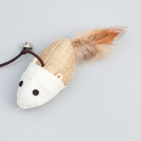 Дразнилка-удочка из эко-материалов "Мышка", 40 см Дразнилка-удочка из эко-материалов "Мышка", 40 см