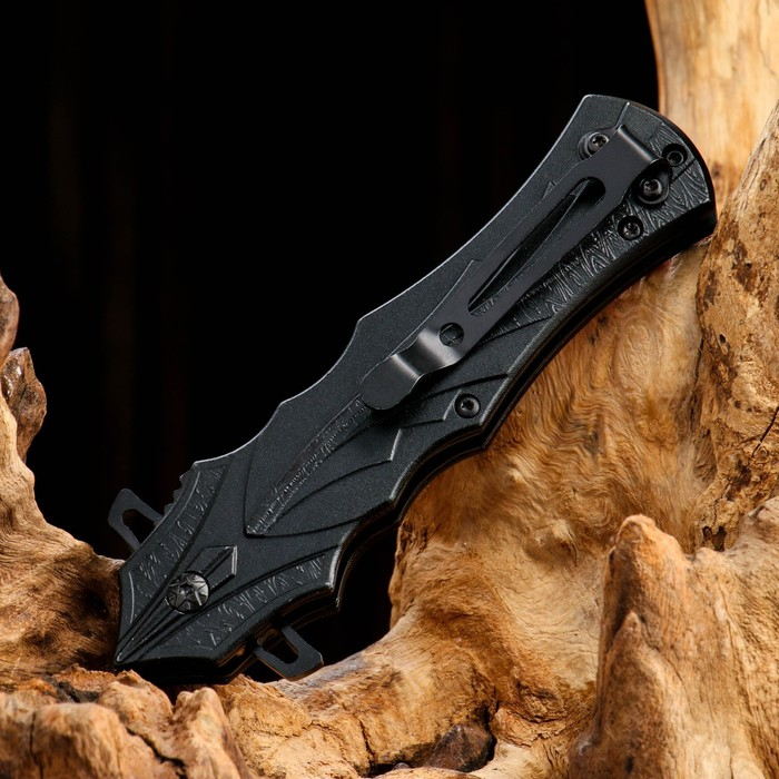 Нож складной Нож складной "Пламя" черный, красная полоса, 21,5см, клинок 9,5см