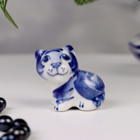 Сувенир гжель &laquo;Тигр&raquo;, бело-синий,керамика, малый,