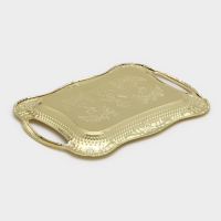 Поднос из нержавеющей стали с ручками &laquo;Изобилие. Золото&raquo;, 31&times;20&times;2 см, цвет золотой