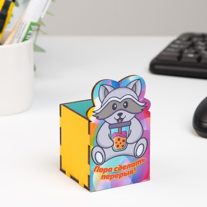 Карандашница Карандашница "Пора сделать перерыв!" енот, 6х6х10 см