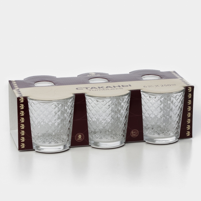 Набор стеклянных стаканов &laquo;Кристалл&raquo;, 250 мл, 6 шт