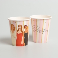 Набор бумажной посуды одноразовый С днём рождения, красотка&raquo;, 6 тарелок, 6 стаканов, 1 гирлянда