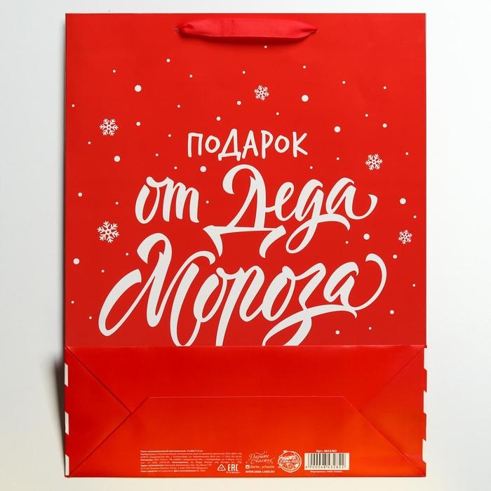 Пакет подарочный новогодний ламинированный «Подарок от Деда Мороза», L 31 х 40 х 11,5 см, Новый год Пакет подарочный новогодний ламинированный «Подарок от Деда Мороза», L 31 х 40 х 11,5 см, Новый год