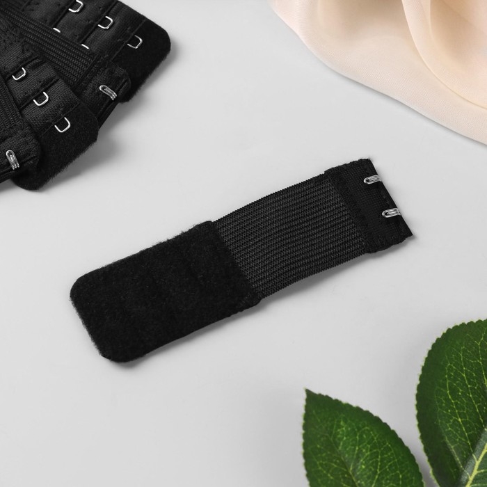Застёжка-удлинитель для бюстгальтера, 3 ряда 2 крючка, 3,2 &times; 10,5 см, 5 шт, цвет чёрный