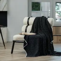 Плед Fringy, черный с белым