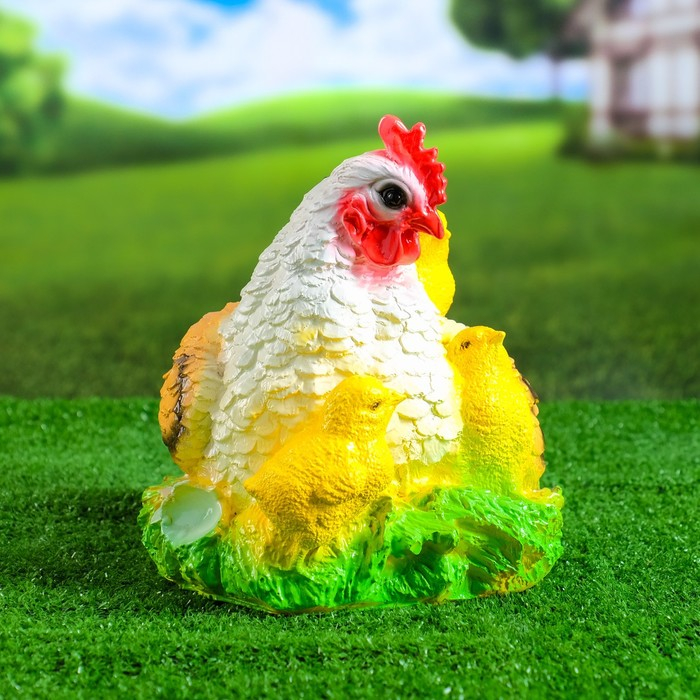 Садовая фигура Садовая фигура "Курица наседка с цыплятами" пестрая, 28х22см