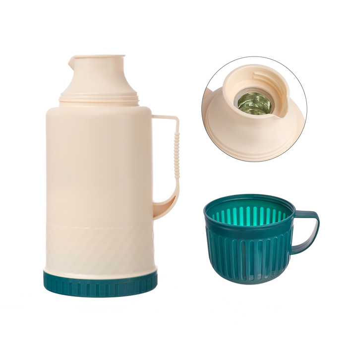 Термос 1.2 л, со стеклянной колбой, сохраняет тепло 18 ч, 15 х 28 см, белый Термос 1.2 л, со стеклянной колбой, сохраняет тепло 18 ч, 15 х 28 см, белый