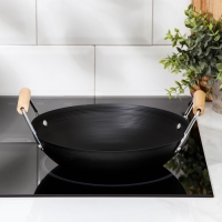 Сковорода-WOK Доляна &laquo;Жаклин&raquo;, d=24,5 см, деревянные ручки, цвет чёрный