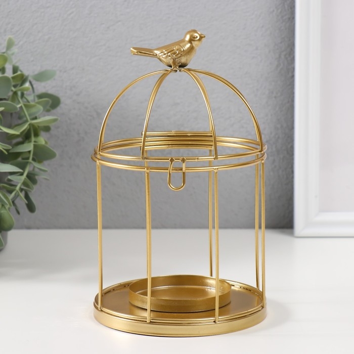 Подсвечник металл Подсвечник металл "Птичка на клетке" н-р 3 шт d=5;6;8 см золото 9,5х15,5; 12х21; 15,5х25 см 101825